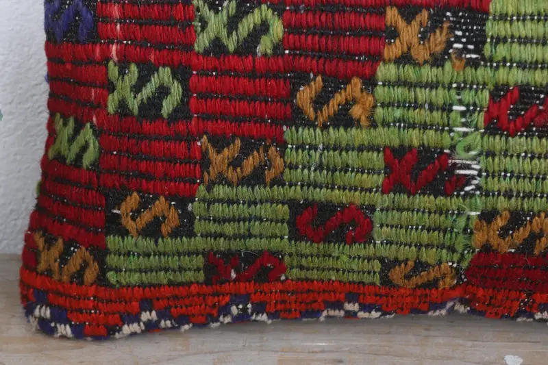 Pillow Cover, Vintage Pillow, Vintage Throw Pillow Cover, Nomadic Cushion, Turkish Kilim Pillow, Throw Kilim Pillow, 12x20 Green Cushion - 3