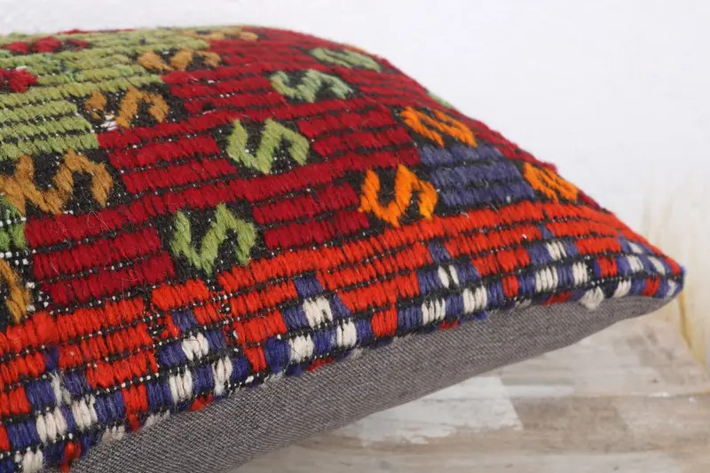 Pillow Cover, Vintage Pillow, Vintage Throw Pillow Cover, Nomadic Cushion, Turkish Kilim Pillow, Throw Kilim Pillow, 12x20 Green Cushion - 6