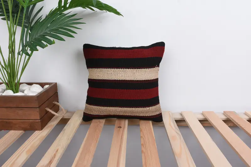 12x12 Red Pillow Case, Shabby Chic Cushion, Boho Pillow Sham Cover, Pillow Sham, Antique Pillows, Home Decor Pillow, Outdoor Bolster Pillow Sham - 1