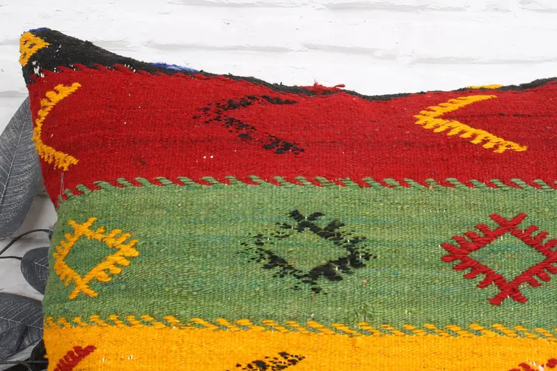 Vintage Pillow Cover, Throw Kilim Pillow, Boho Pillow, 24x24 Red Cushion Cover, Outdoor Cushion Case, Cushion, Turkish Pillow - 2