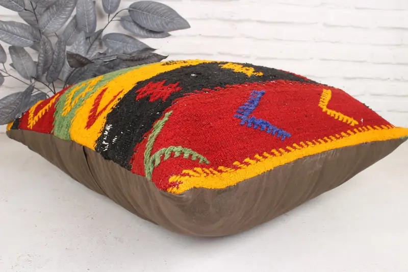 Vintage Pillow Cover, Throw Kilim Pillow, Boho Pillow, 24x24 Red Cushion Cover, Outdoor Cushion Case, Cushion, Turkish Pillow - 6