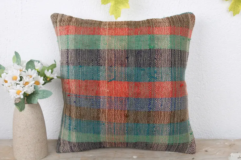 Gift Pillow, Rustic Cushion Case, Antique Pillows, Throw Kilim Pillow, Cotton Cushion, 12x12 Red Cushion Case, Pillow Case, Bright Cushion Cover - 2
