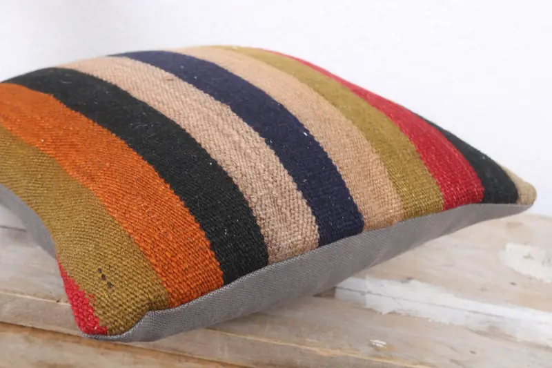 Ethnical Kilim Rug Pillow, Pillow, Turkish Rugs Cushion, 12x12 Blue Cushion, Gift Pillow, Boho Pillow, Boho Throw Pillow Cover - 6