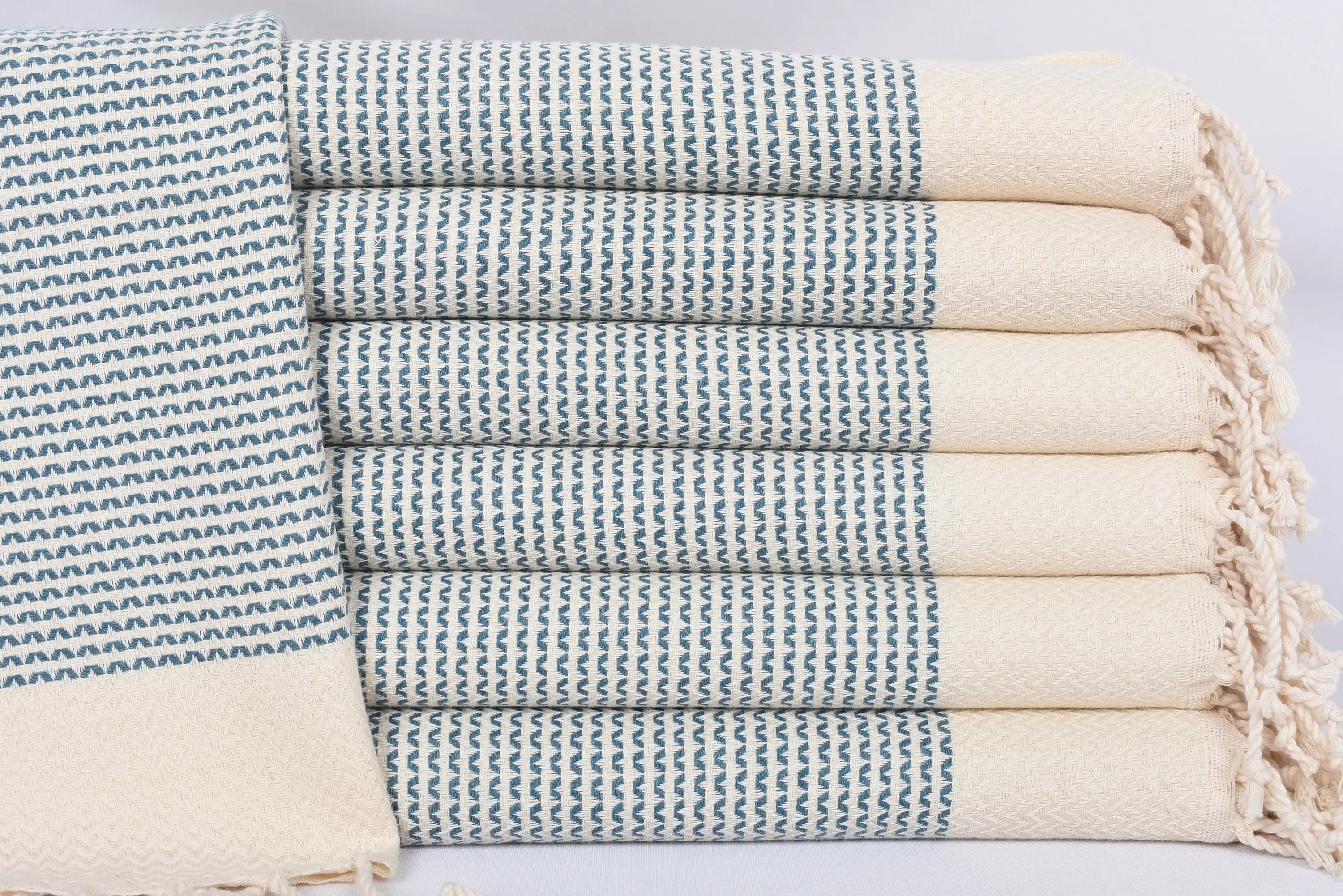 Organic Kitchen Towel Monogrammed Petrol Blue, 20x40 Inches - 1