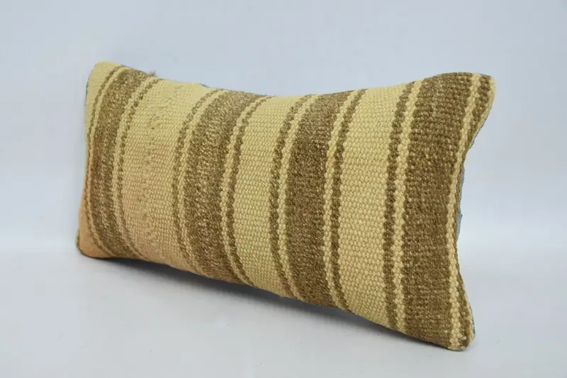 Ethnical Kilim Rug Pillow, Vintage Pillow, Outdoor Cushion Case, Indoor Pillow Cover, 8x16 Beige Cushion, Boho Pillow Sham Cover, Pillow Case - 4