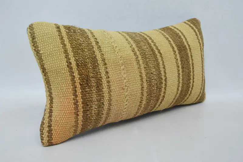 Ethnical Kilim Rug Pillow, Vintage Pillow, Outdoor Cushion Case, Indoor Pillow Cover, 8x16 Beige Cushion, Boho Pillow Sham Cover, Pillow Case - 3