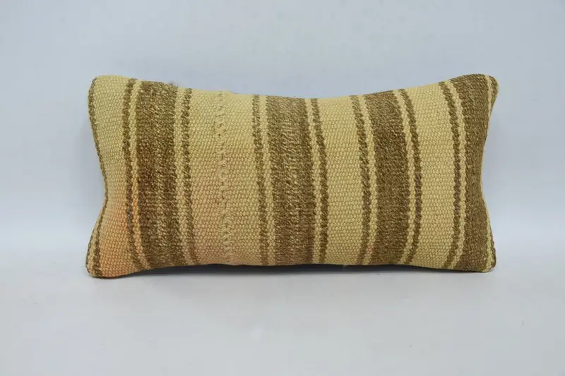 Ethnical Kilim Rug Pillow, Vintage Pillow, Outdoor Cushion Case, Indoor Pillow Cover, 8x16 Beige Cushion, Boho Pillow Sham Cover, Pillow Case - 1