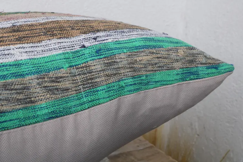 Kilim Cushion Sham, 20x20 Blue Pillow Case, Colorful Cushion Cover, Vintage Kilim Throw Pillow, Cushion Cover, Ethnical Kilim Rug Pillow - 6