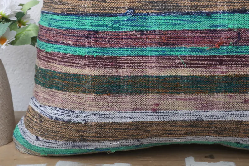 Kilim Cushion Sham, 20x20 Blue Pillow Case, Colorful Cushion Cover, Vintage Kilim Throw Pillow, Cushion Cover, Ethnical Kilim Rug Pillow - 3