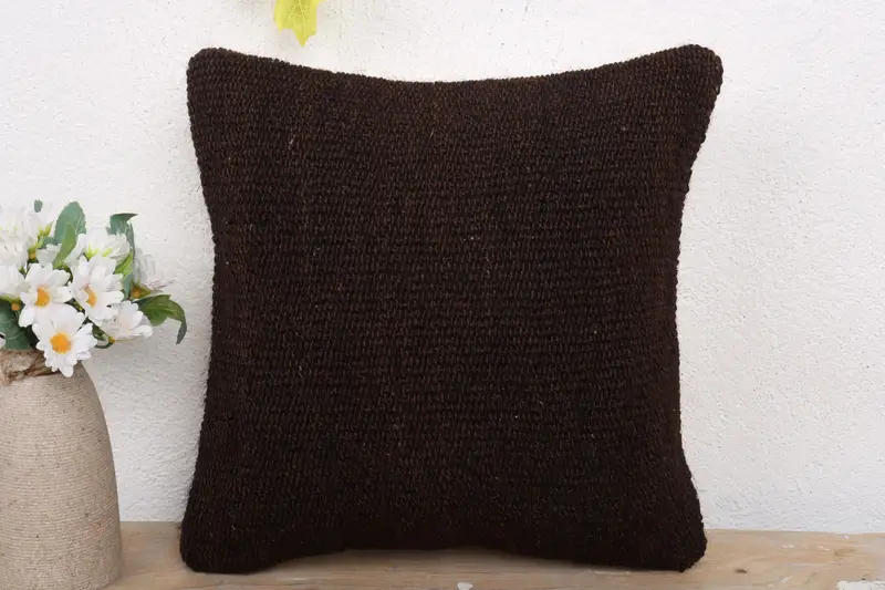 Kilim Pillow, Retro Pillow Sham, Vintage Pillow Case, 12x12 Black Pillow, Cushion, Handmade Kilim Cushion, Vintage Kilim Throw Pillow - 2
