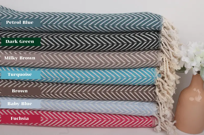 70x40 Cotton Zig zag Towel, Personalized Turkish Towel, Beach Theme Wedding Gift, Birthday Gift, Peshtemal Towel, Personalized Beach Towel - 3