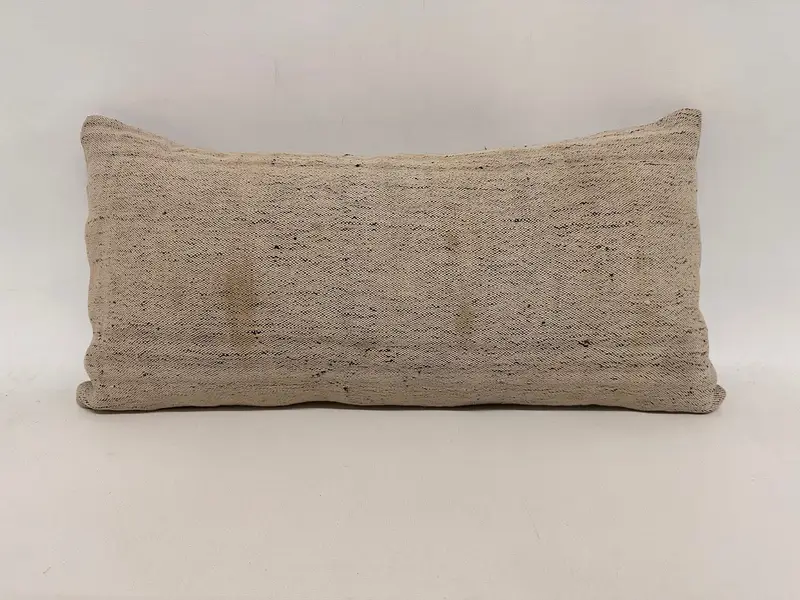 12x24 Beige Pillow, Interior Designer Pillow, Handmade Kilim Cushion, Retro Throw Cushion, Knitted Pillow, Pillow, Kilim Pillow, Vintage Pillow - 1