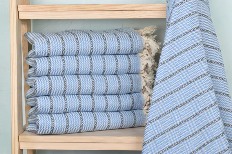 Organic Turkish towel, Hammam towel, Embroidered Towel, Sand-resistant Turkish towel for the beach, Memorial Gift, 70x40 Cotton Striped Towel - 2