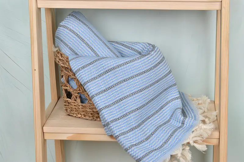 Organic Turkish towel, Hammam towel, Embroidered Towel, Sand-resistant Turkish towel for the beach, Memorial Gift, 70x40 Cotton Striped Towel - 4