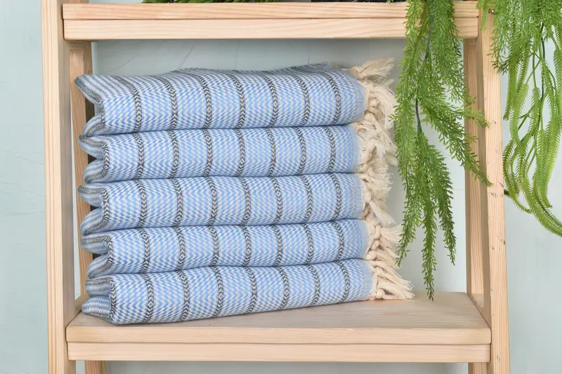 Organic Turkish towel, Hammam towel, Embroidered Towel, Sand-resistant Turkish towel for the beach, Memorial Gift, 70x40 Cotton Striped Towel - 1