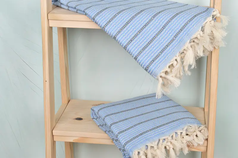 Organic Turkish towel, Hammam towel, Embroidered Towel, Sand-resistant Turkish towel for the beach, Memorial Gift, 70x40 Cotton Striped Towel - 5