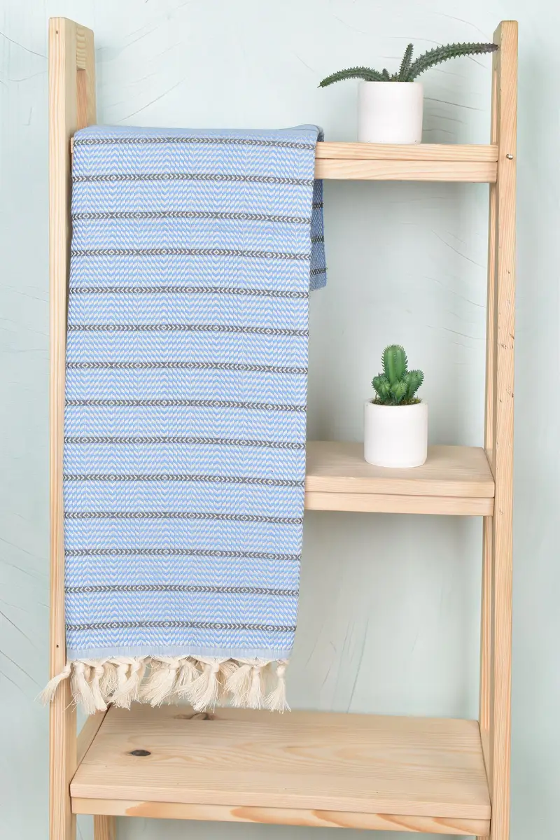 Organic Turkish towel, Hammam towel, Embroidered Towel, Sand-resistant Turkish towel for the beach, Memorial Gift, 70x40 Cotton Striped Towel - 8