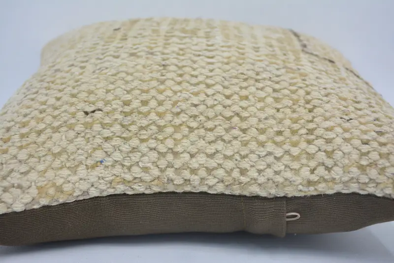 Meditation Cushion, Turkish Pillow, Pillow for Sofa, 12x12 Beige Pillow, Boho Pillow, Nomadic Cushion Case, Pillow Case, Neutral Pillow - 5