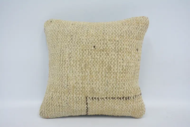 Meditation Cushion, Turkish Pillow, Pillow for Sofa, 12x12 Beige Pillow, Boho Pillow, Nomadic Cushion Case, Pillow Case, Neutral Pillow - 1
