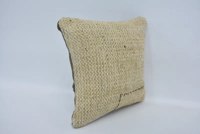 Meditation Cushion, Turkish Pillow, Pillow for Sofa, 12x12 Beige Pillow, Boho Pillow, Nomadic Cushion Case, Pillow Case, Neutral Pillow - 3