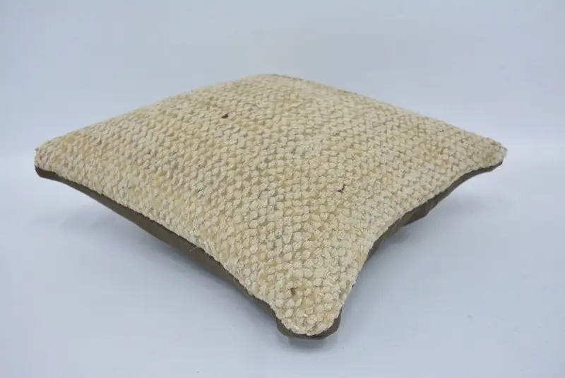 Meditation Cushion, Turkish Pillow, Pillow for Sofa, 12x12 Beige Pillow, Boho Pillow, Nomadic Cushion Case, Pillow Case, Neutral Pillow - 6