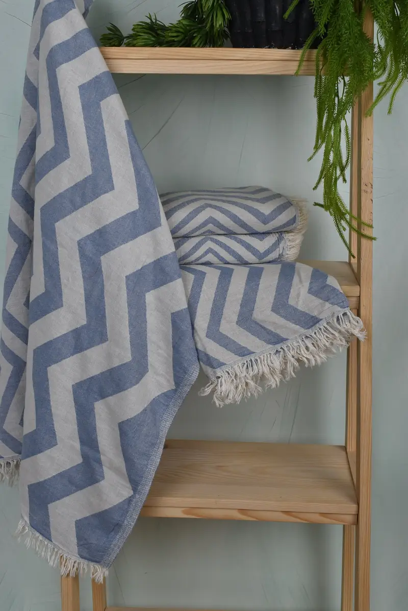Home Decor Gifts, Embroidery Towels, Travel towel, Yoga Towel, Handmade Gift, 70x40 Cotton Zigzag Design Towel, Authentic Turkish hammam peshtemal - 6