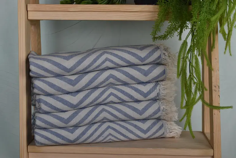 Home Decor Gifts, Embroidery Towels, Travel towel, Yoga Towel, Handmade Gift, 70x40 Cotton Zigzag Design Towel, Authentic Turkish hammam peshtemal - 1