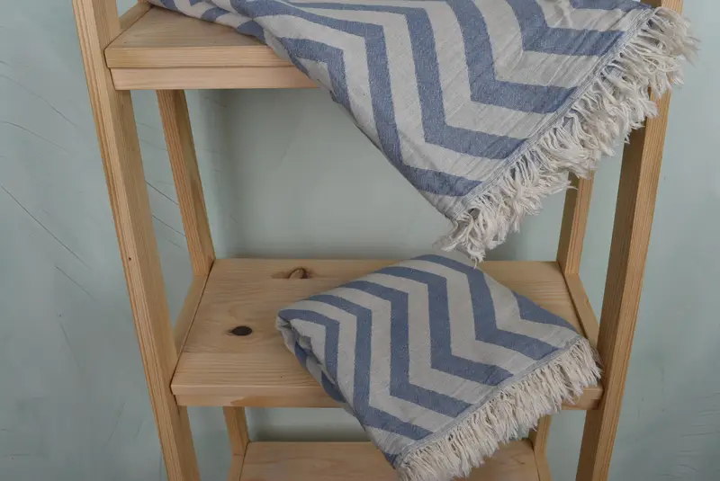 Home Decor Gifts, Embroidery Towels, Travel towel, Yoga Towel, Handmade Gift, 70x40 Cotton Zigzag Design Towel, Authentic Turkish hammam peshtemal - 5