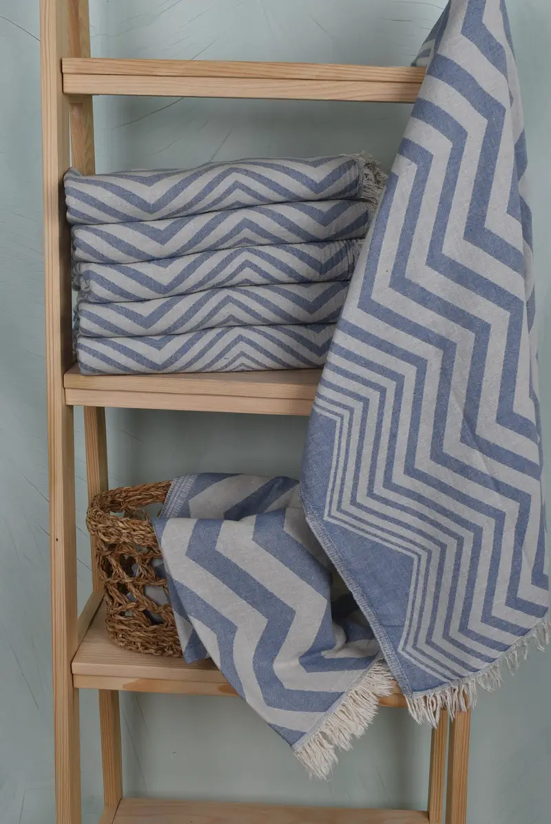 Home Decor Gifts, Embroidery Towels, Travel towel, Yoga Towel, Handmade Gift, 70x40 Cotton Zigzag Design Towel, Authentic Turkish hammam peshtemal - 3