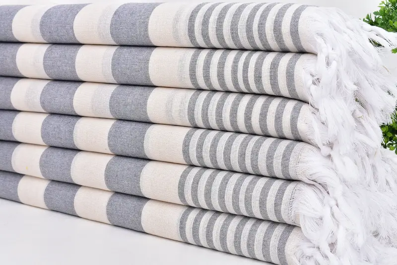 Bachelor Gift, Organic Turkish towel, Embroidered Beach Towel, Summer Towel, Hammam towel, Turkish hand towel, 68x36 Cotton Striped Towel - 3