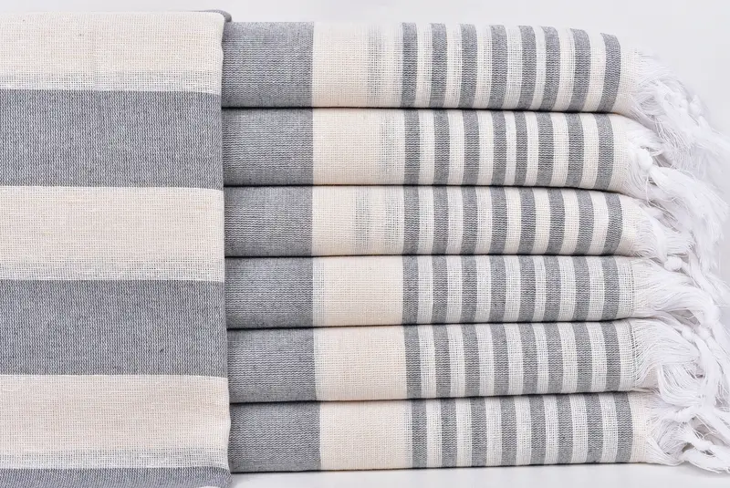 Bachelor Gift, Organic Turkish towel, Embroidered Beach Towel, Summer Towel, Hammam towel, Turkish hand towel, 68x36 Cotton Striped Towel - 1