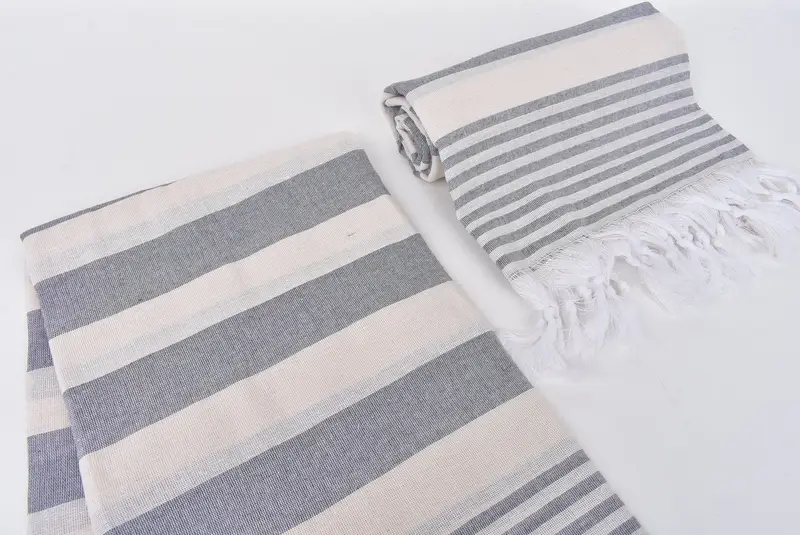 Bachelor Gift, Organic Turkish towel, Embroidered Beach Towel, Summer Towel, Hammam towel, Turkish hand towel, 68x36 Cotton Striped Towel - 7