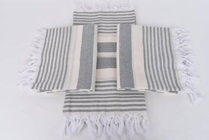 Bachelor Gift, Organic Turkish towel, Embroidered Beach Towel, Summer Towel, Hammam towel, Turkish hand towel, 68x36 Cotton Striped Towel - 6