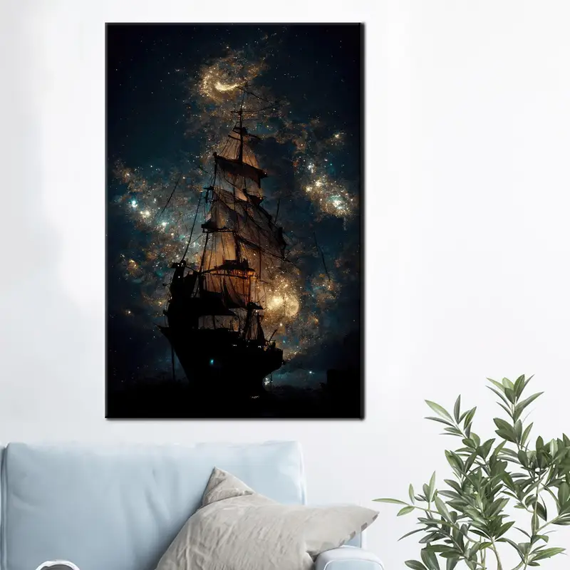 トレンディなオフィス装飾用のエレガントな海賊船抽象キャンバスプリント