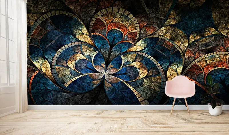 Fractal Pattern, Abstract Wall Paper, Fractal Pattern Wall Decor, Shimmery Wall Paper, Psychedelic Wall Mural, Fractal Wall Mural, - 4
