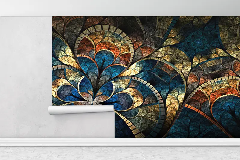 Fractal Pattern, Abstract Wall Paper, Fractal Pattern Wall Decor, Shimmery Wall Paper, Psychedelic Wall Mural, Fractal Wall Mural, - 8