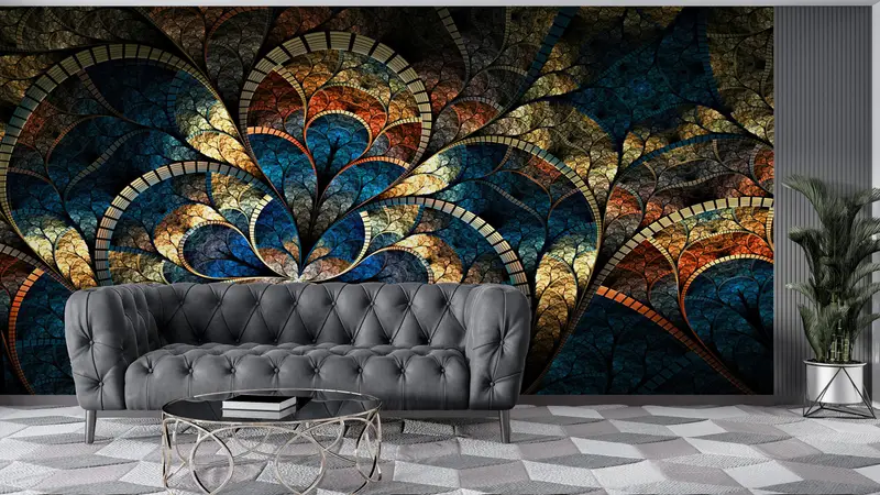 Fractal Pattern, Abstract Wall Paper, Fractal Pattern Wall Decor, Shimmery Wall Paper, Psychedelic Wall Mural, Fractal Wall Mural, - 5