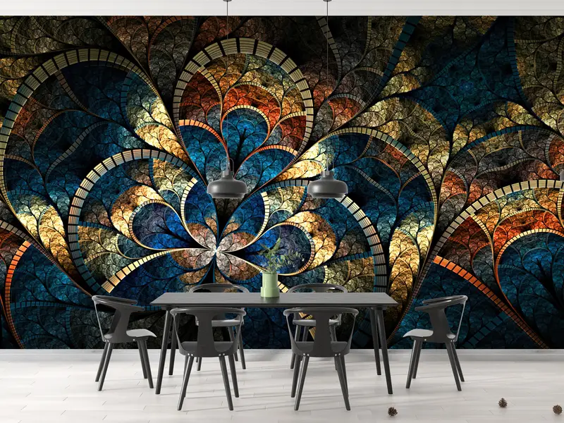 Fractal Pattern, Abstract Wall Paper, Fractal Pattern Wall Decor, Shimmery Wall Paper, Psychedelic Wall Mural, Fractal Wall Mural, - 2