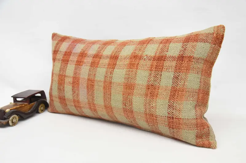 Bolster Throw Cushion Case, Vintage Kilim Pillow, Cushion, Pillow for Couch, Vintage Pillow Case, Kilim Pillow Cover, 12x24 Orange Pillow - 3