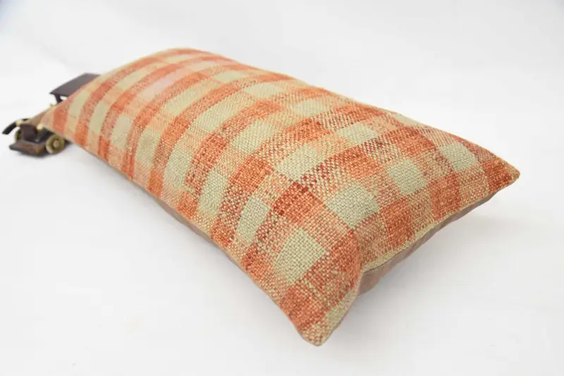 Bolster Throw Cushion Case, Vintage Kilim Pillow, Cushion, Pillow for Couch, Vintage Pillow Case, Kilim Pillow Cover, 12x24 Orange Pillow - 5