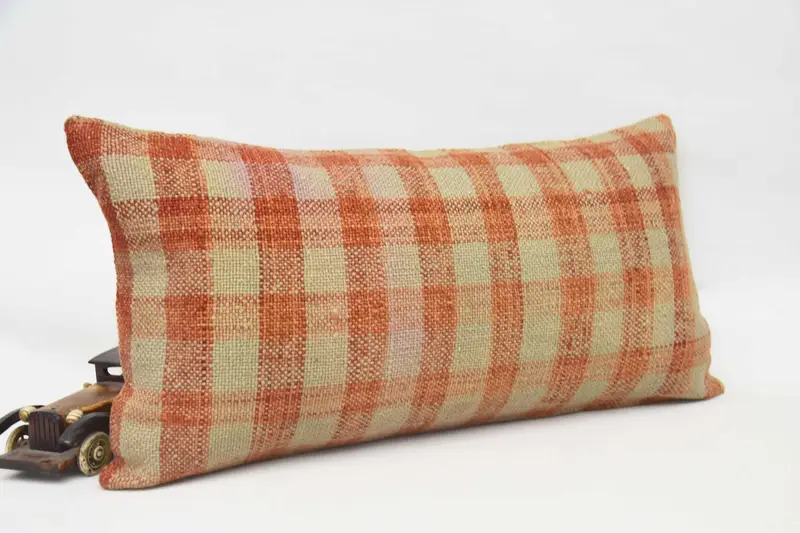 Bolster Throw Cushion Case, Vintage Kilim Pillow, Cushion, Pillow for Couch, Vintage Pillow Case, Kilim Pillow Cover, 12x24 Orange Pillow - 2