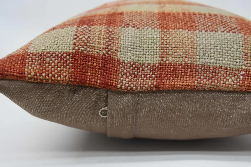 Bolster Throw Cushion Case, Vintage Kilim Pillow, Cushion, Pillow for Couch, Vintage Pillow Case, Kilim Pillow Cover, 12x24 Orange Pillow - 6