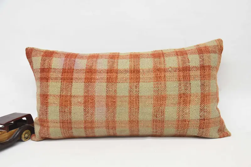 Bolster Throw Cushion Case, Vintage Kilim Pillow, Cushion, Pillow for Couch, Vintage Pillow Case, Kilim Pillow Cover, 12x24 Orange Pillow - 1