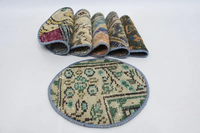 Beige und braune böhmische Kreis-Tischsets, Tischdekoration aus Baumwolle und Wolle