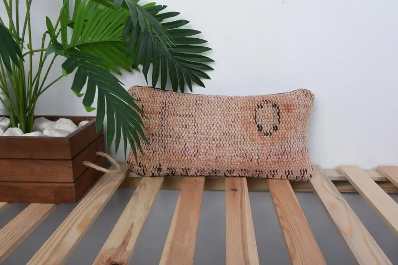 Square Throw Cushion Case, Handmade Kilim Cushion, Pillow for Sofa, 8x16 Orange Pillow Case, Pillow Sham, Ethnical Kilim Rug Pillow - 1