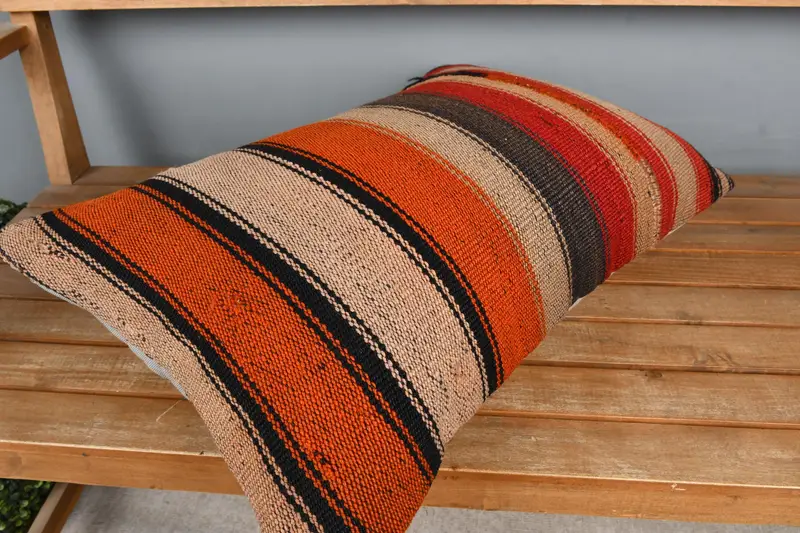 16x24 Orange Pillow Case, Vintage Pillow Sham, Cushion Cover, Handmade Kilim Cushion, Cozy Throw Pillow Sham, Pillow for Couch, Vintage Kilim Pillow - 2