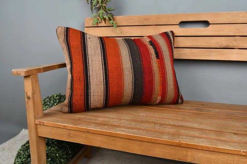 16x24 Orange Pillow Case, Vintage Pillow Sham, Cushion Cover, Handmade Kilim Cushion, Cozy Throw Pillow Sham, Pillow for Couch, Vintage Kilim Pillow - 1