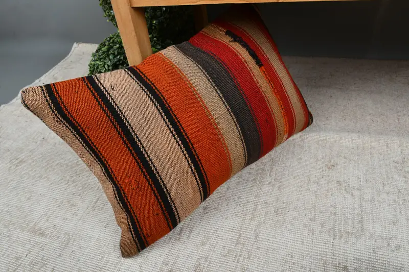 16x24 Orange Pillow Case, Vintage Pillow Sham, Cushion Cover, Handmade Kilim Cushion, Cozy Throw Pillow Sham, Pillow for Couch, Vintage Kilim Pillow - 7