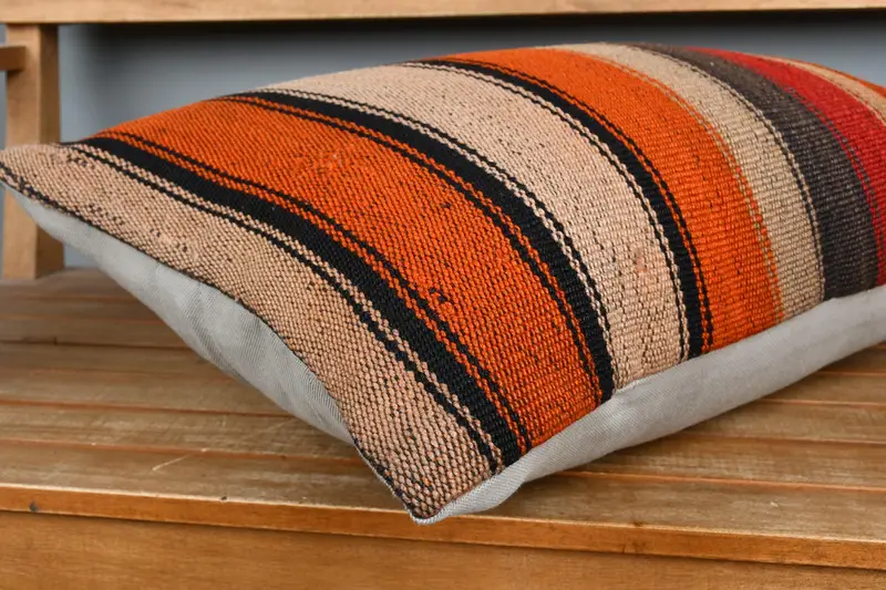 16x24 Orange Pillow Case, Vintage Pillow Sham, Cushion Cover, Handmade Kilim Cushion, Cozy Throw Pillow Sham, Pillow for Couch, Vintage Kilim Pillow - 4
