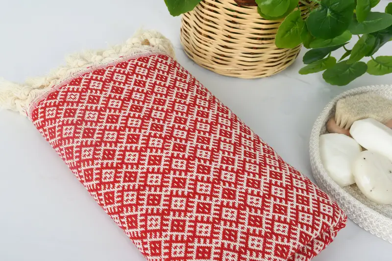 Eco-Friendly Turkish Towel, Bridesmaid Gifts Personalized, 70x40 Cotton Diamond Towel, Travel towel, Hammam towel, Absorbent Turkish towel - 5